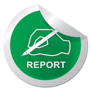 影响报告徽章显示证据和成果3d说明商业数据或政治信息图片