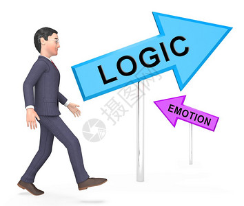 情感Vs逻辑信号暗淡了与情感思维的对比这些立观点包含分析实用主义和直觉3d说明图片