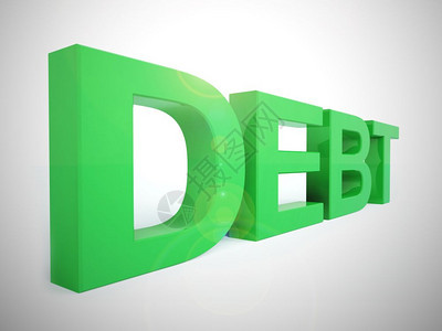 债务概念图标显示借款过多拖欠款项造成的财务拖欠三维插图显示破产贫穷和破产的债务词图片