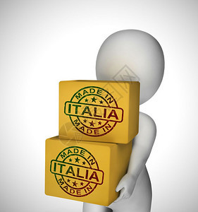 意大利在制造的邮票显示意大利在生产或制造的品图片