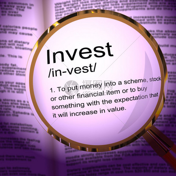 投资概念图标意味着利用资本进行投机任何来自成功增长的资金3d插图投资定义放大器显示增长的财富和储蓄图片