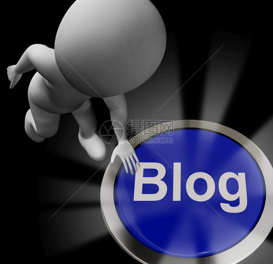 博客或网站图标显示在线期刊和写作Webblog新闻以提供信息和帮助3D插图BlogButtonforBlogblogorBlog图片