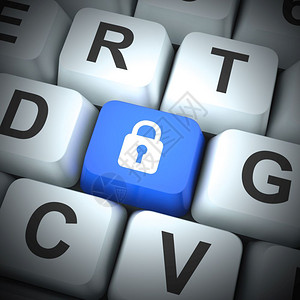 网络安全或计算机加密以防范攻击网络上的虚拟威胁3D插图Padlock图标显示安全保卫和护的计算机密钥背景图片