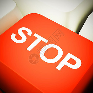停止概念图标意味着停止或是因为问题或禁止通知3d插图停止计算机密钥显示拒绝的恐慌和否定图片