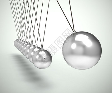 带有球或的牛顿摇篮钟摆显示撞击和效果摇摆催眠物理实验3d插图背景图片