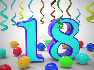 庆祝十八岁生日的气球展示了一件快乐的事情背景图片