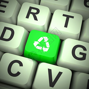 回收利用概念图标意味着再利用或加工产品可持续和生态友好型利用3d插图再利用绿色标计算机键显示回收和生态友好型图片