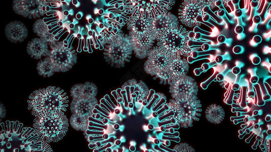 新冠新流行的病通过共食19细胞的繁殖和传播而表现出来新冠流感的传播导致3D动画图片