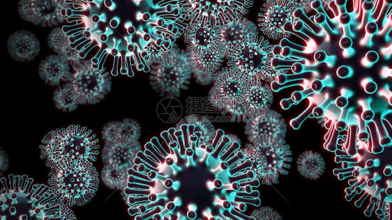 新冠新流行的病通过共食19细胞的繁殖和传播而表现出来新冠流感的传播导致3D动画图片