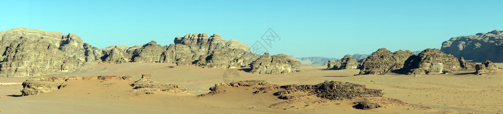 约旦WadiRum沙漠全景背景图片