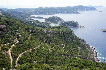 从希腊科孚岛西海岸的安热卡斯特罗堡垒查看图片素材