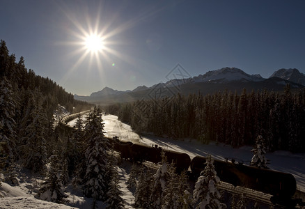 加拿大艾伯塔省Banff附近的冬季落基山脉图片