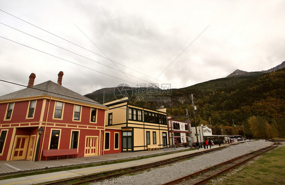 Skagway阿拉斯加的多彩建筑图片