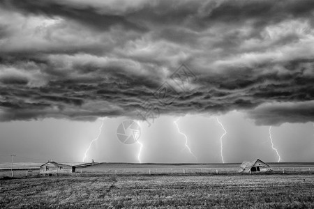 草原闪电风暴加拿大萨斯喀彻温省夏季乡村主要结构图片