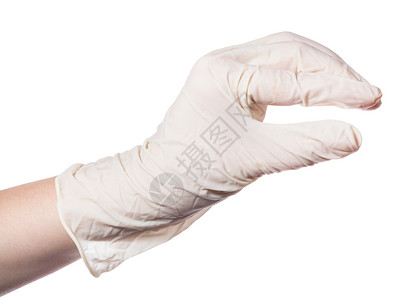 乳胶手套上的雌显示白色背景上隔离的体积很小背景图片