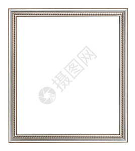 展框白色背景上隔开的画布空经典银木图片框背景