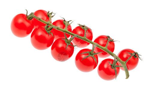 白底孤立的成熟红樱桃西柿组群背景图片