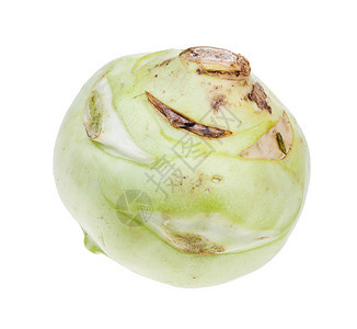 白色背景中隔离的新鲜成熟白色背景中kohlrabi卷心菜根图片