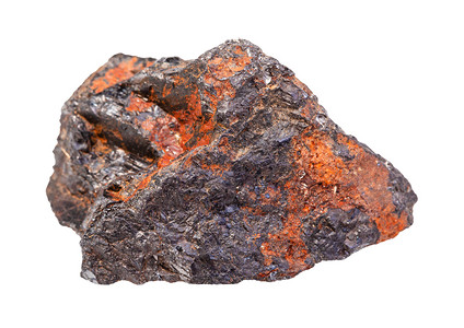 地质采集中自然矿物样本的封存白色背景中孤立的沃尔夫拉米tungsten矿石岩图片
