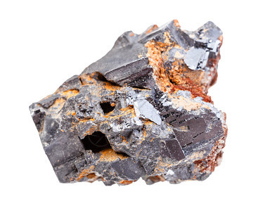 地质采集的自然矿物样本封存原GaleniteGalenite铅透视与白色背景隔绝的晶状岩石图片