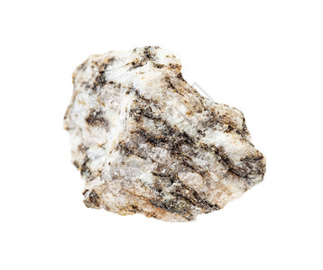 地质采集的天然矿物样本封存白色背景上孤立的未冲洗格奈斯岩图片