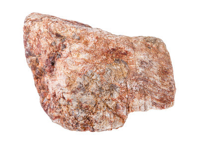 地质采集的天然矿物样本封存白色背景隔离的粗粉红色花岗岩图片