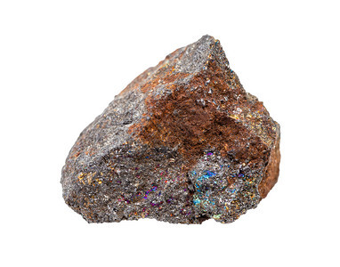 地质采集的天然矿物样本封闭地质采集未加工的生锈地磁铁矿石与白色背景隔离的氯丙石酸盐图片