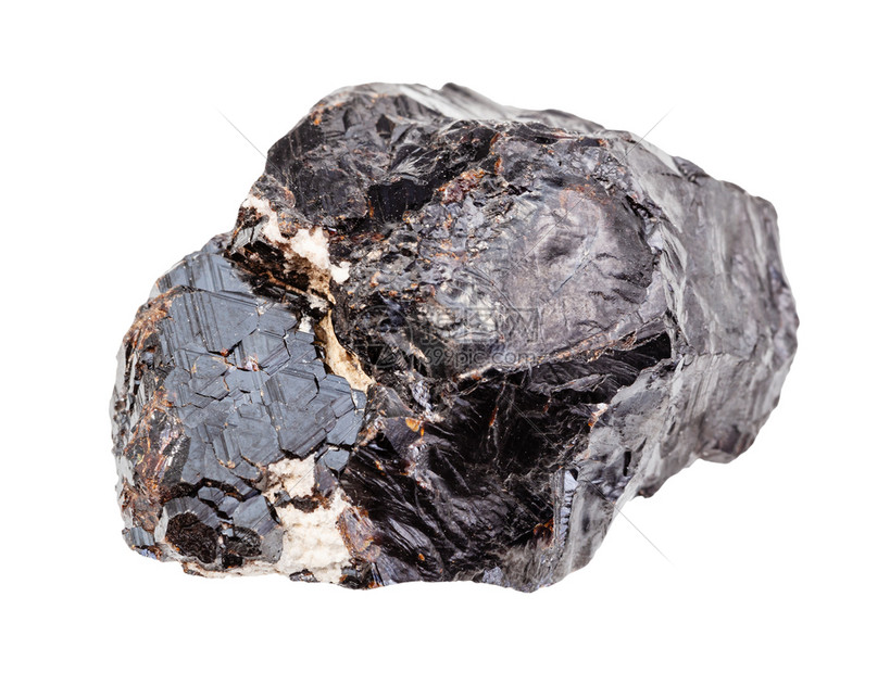地质采集的天然矿物样本封存白色背景上隔离的粗史帕勒石锌矿图片