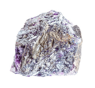 地质采集中自然矿物样本的封存原StibniteAntimonite矿石用AmethystQuartz隔离在白色背景上图片
