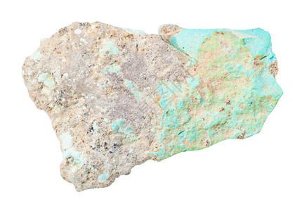 地质采集的天然矿物样本封存白背景孤立的未瓜状绿宝石岩图片