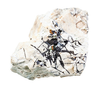 地质采集的天然矿物样本封存白底孤立的未碎岩中伊尔梅尼特晶体图片