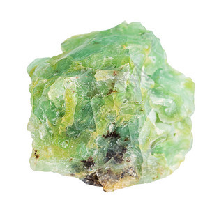 地质采集的自然矿物样本封存白色背景中孤立的原Chrysopal绿色阴唇岩石图片