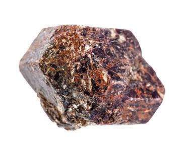 地质采集的天然矿物样本封闭白色背景上分离的原Almandine晶体山地石garnet原Almandine晶体山地石garnet图片