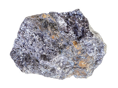 地质采集的自然矿物样本封存粗加莱纳Galenite铅透视白背景分离了沙普石岩图片