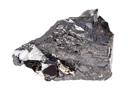 地质采集的天然矿物样本封闭白色背景上孤立的一块粗糙斯帕勒石锌矿岩图片