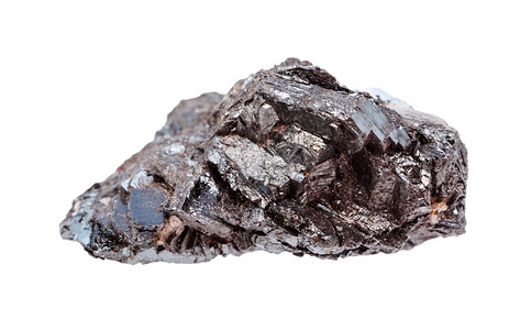 地质采集的天然矿物样本封闭白色背景上孤立的原晶状赫马提石铁矿岩图片