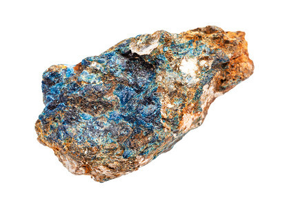 地质采集的天然矿物样本封存原Lazulite岩白背景上孤立的原Lazulite岩白背景上隔离的原Lazulite岩图片