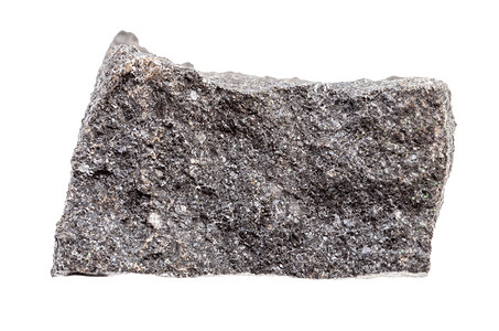 地质采集中自然矿物样本的查封白色背景中孤立的粗黑铁岩图片