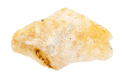 地质采集的天然矿物样本查封白色背景上孤立的原黄卡石块图片