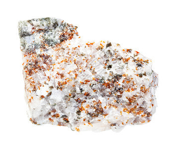 地质采集的天然矿物样本封存白背景孤立的未排水卡尔西岩石中的棕色Chondrodite和绿色Diopside晶体图片