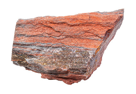 地质采集的天然矿物样本封存白底绝缘的无污染Jaspillite大石基岩图片