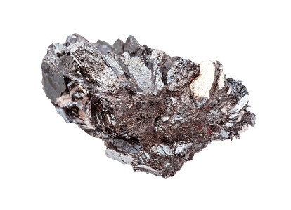 地质采集的天然矿物样本封闭白色背景上孤立的粗晶石Hematite铁矿石岩图片
