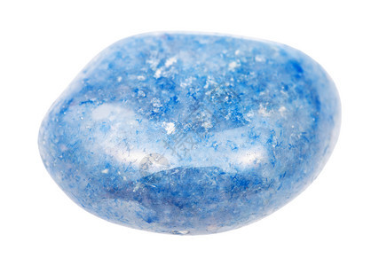 地质采集的天然矿物样本封存白色背景上孤立的蓝色Aventurine宝石图片