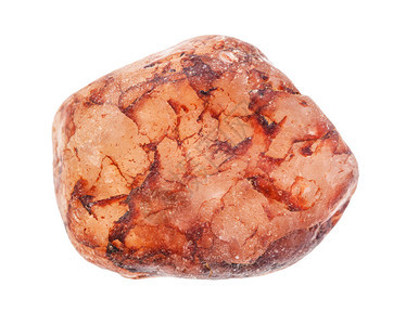 地质采集的天然矿物样白色背景中孤立的粉红色石英岩块图片
