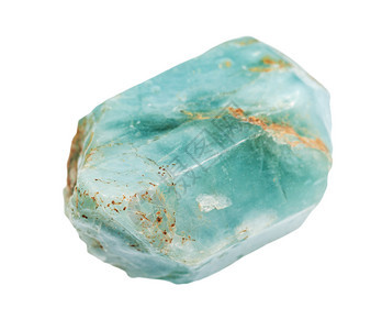 地质采集的天然矿物样本封存白色背景上分离的原光蓝亚帕蒂岩晶体图片