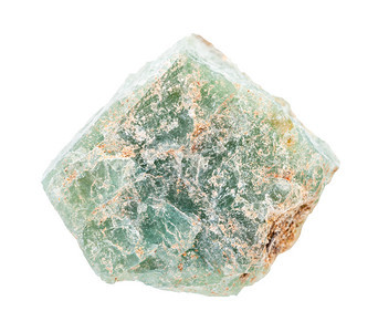 地质采集的天然矿物样本封存白色背景孤立的粗绿色阿帕泰岩图片