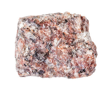 地质采集的天然矿物样本封存白色背景隔离的粗红颗粒岩白色背景隔离的粗红颗粒岩图片