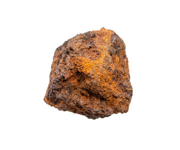 地质采集的天然矿物样本封存白色背景隔离的未除污利蒙铁矿褐石岩图片
