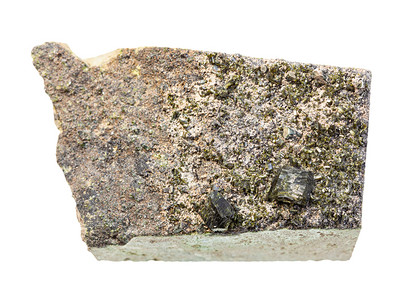 地质采集中自然矿物样本的封存在白底岩石上孤立的表状中Epote水晶图片