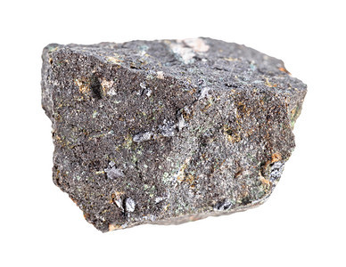 地质采集中天然矿物样本的封闭白色背景中分离的莫利布登岩矿石图片